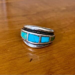 Vintage Native American Sterling Silver and Turquoise ring size 12